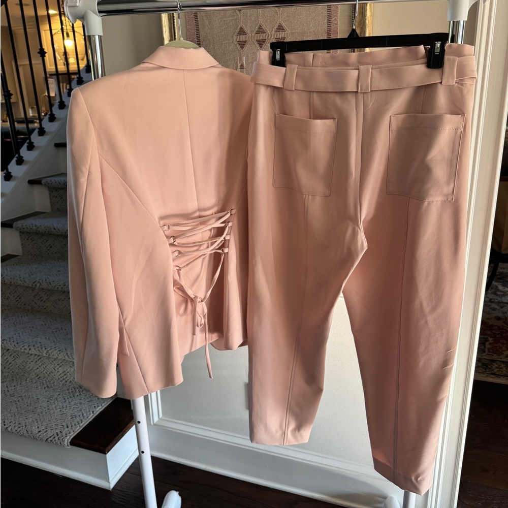 White House Black Market Pale Pink Tailored Suit with Ankle Length Pants - Picture 3 of 9